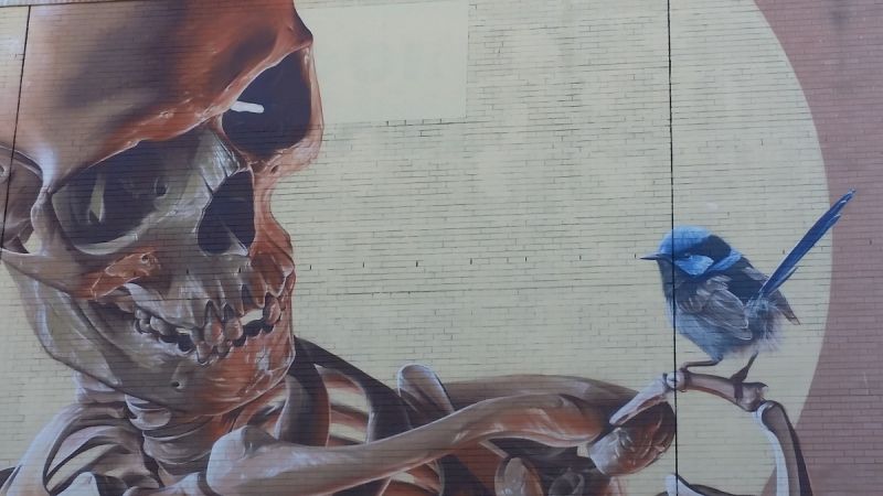 Click for detailed information on ""Mortality Mural": Closeup" 